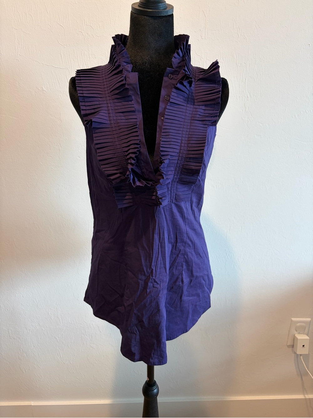Purple Ruffled Sleeveless Blouse